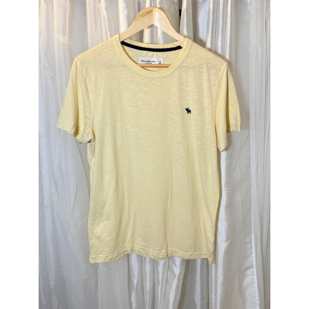 Abercrombie & Fitch T-Shirt Mens Medium Yellow Soft A&F Slub Knit Logo Tee